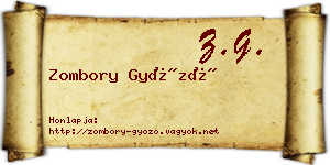 Zombory Győző névjegykártya